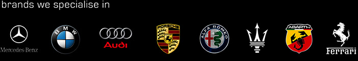 Luxury brands we specialise in: Mercedes-Benz, BMW, Audi, Porsche, Alfa Romeo, Volvo